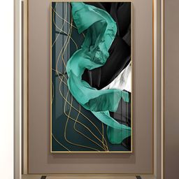 THE NEXT DECOR Green Emerald Elegance Glass Finish Vertical Wall Art-image-16