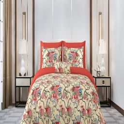Qfab Orange 300 TC King Bedsheet with 2 Pillow Covers-image-82