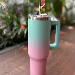 Vakkal Home Pink & Sea Green Stainless Steel Colourblocked Double Wall Vacuum Water Bottle-image-97