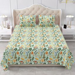 Myntra Elegant Homes Yellow 260 TC Superfine Ethnic Motifs Cotton Super King Bedsheets-picture-42
