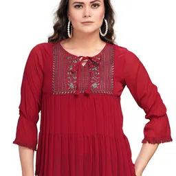 me Queen Women Embroidered Chiffon Top-image-21