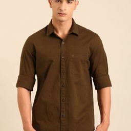 CAVALLO by Linen Club Men Spread Collar Solid Linen Contemporary Slim Fit Casual Shirts-image-39