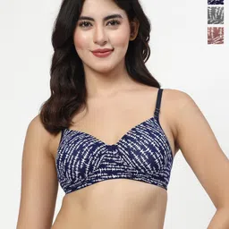 Docare Women Pack of 3 Full Coverage Lightly Padded and Non-Wired  Abstract Bra-image-9
