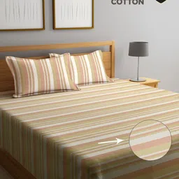 Myntra Elegant Homes Brown & White Striped Cotton Double King Bed Cover-image-87