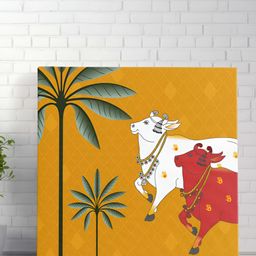 Aura Mustard & Red Pichwai Cow Wall Paintings-image-26