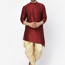 TS LIFESTYLE Men Regular Dupion Silk Kurta with Dhoti Pants-image-95