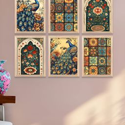 Kotart Brown & Yellow 6 and more Piece Wood Abstract Wall Paintings-image-33