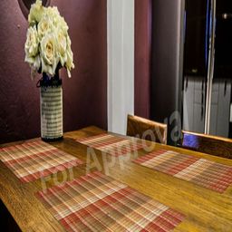 CASA-NEST 4-Pcs Red & Green Ribbed Table Placemats-79