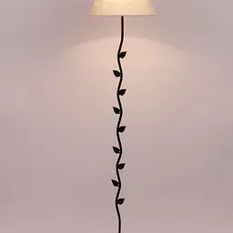Devansh Black & White Jute Floor Lamp With Shade-18