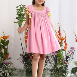 The Tribe Kids Girl Flutter Sleeve Square Neck Empire Dress-picture-12