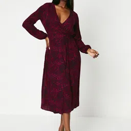 DOROTHY PERKINS Animal Print Puff Sleeve Midi Dress-image-67