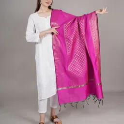 MUFFLY Ethnic Motifs Woven Design Dupatta with Zari-picture-48
