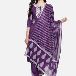 RAJMANDIRFABRICS Women Floral Embroidered Thread Work Pure Cotton Kurta Set With Dupatta-46