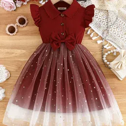 INCLUD Girls Embellished Star Print Flutter Sleeve Fit & Flare Dress-image-29