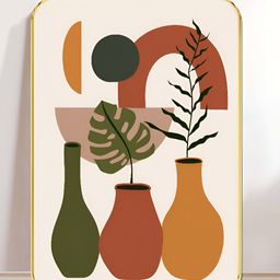 Myntra Elegant Homes White & Mustard Abstract Botanical Vase Wooden Wall Art-8