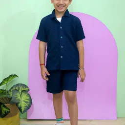 The Mom Store Boys Checked Pure Cotton Shirt With Shorts-image-38