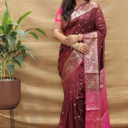 Royal Rajgharana Saree Ethnic Motif Zari Woven Pure Silk Banarasi Sarees-image-23