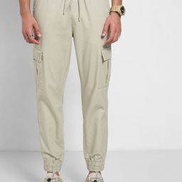 People Men Regular Fit Mid-Rise Cargo Trousers-image-9