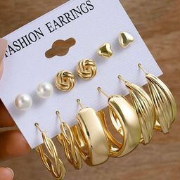 Celestria Set Of 6 Pearls Beaded Korean Spherical Shaped Studs-52