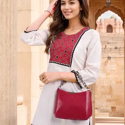 Jayalakshmi Silks Women Round Neck Mirror Work Kurta-picture-27