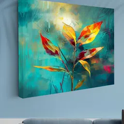 Livin'luxe Blue & Red 1 Piece Canvas Floral and Botanical Wall Paintings-picture-22