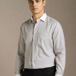 Louis Philippe Men Vertical Striped Spread Collar Formal Shirt-picture-48