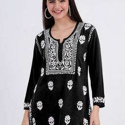 The Chikan Label Ethnic Motifs Embroidered Chikankari Chikankari Kurti-image-98