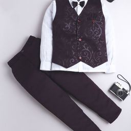FOURFOLDS Boys Self-Design Single-Breasted Four-Piece Suit-picture-57
