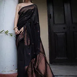 Sita Black Silk Blend Woven Design Sarees-picture-6