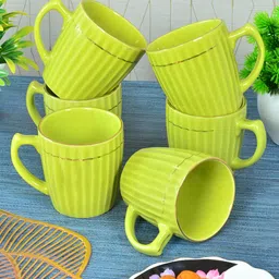 Myntra Elegant Homes Green 6 Pieces Ceramic Glossy Cups-image-60