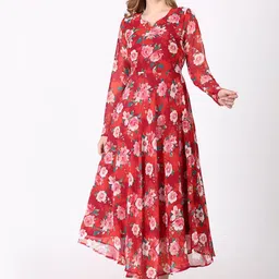 Tulip Eden Women Quirky Printed Flared Sleeves Chikankari Anarkali Kurta-picture-9