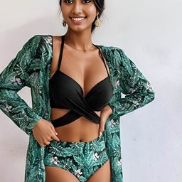 FIESTA RESORTWEAR Printed Bikini Set With Coverup-image-44