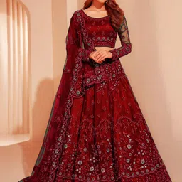 Cute fellow Embroidered Thread Work Semi-Stitched Lehenga & Unstitched Blouse With Dupatta-picture-24