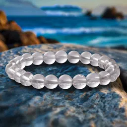 BLACK MAMBA Clear Quartz Natural Stone Stretchable Unisex Bracelet-18