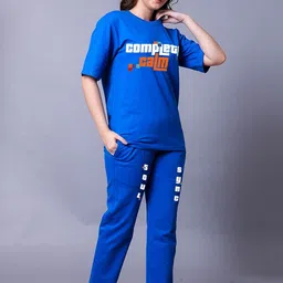 Lazy Lush Complete Calm Printed T-Shirt & Track Pant Co-Ords Set image 2