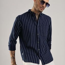 COLOR HUNT Men Comfort Slim Fit Opaque Striped Casual Shirt-image-18