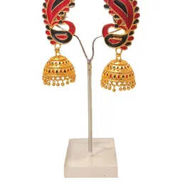 Balaji Gold Circular Drop Earrings-image-46