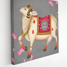 Myntra Elegant Homes Grey & White Pichwai Cow Religious Canvas Wall Art-image-96
