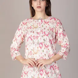 V-Mart Women Ethnic Motifs Printed Round Neck Tunic-image-84