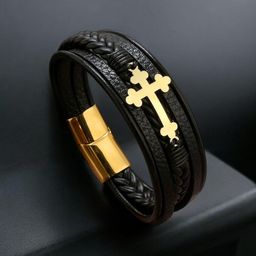HOT AND BOLD Men Handcrafted Gold-Plated Wraparound Bracelet-38