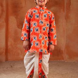 Aj DEZInES Boys Printed Regular Pure Cotton Kurta with Dhoti Pants-image-84