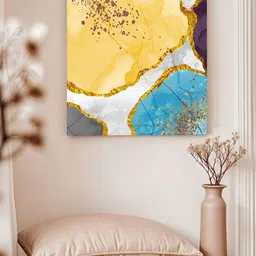 Art Street Gold-Toned & Blue Abstract Printed Canvas Wall Art-image-23