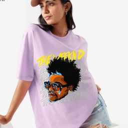 RAYACLOSET Women Printed Raw Edge T-shirt-image-85