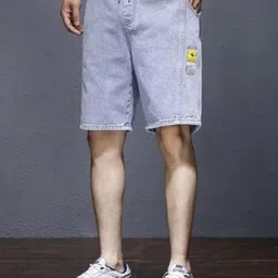 HERE&NOW Men Slim Fit Modal Denim Shorts-picture-9