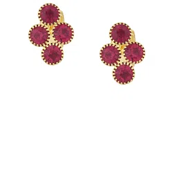 FirstBlush Gold-Plated American Diamond Stones Studded Circular Clip On Drop Earrings-image-97