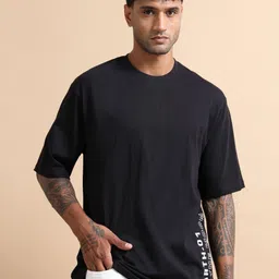 MORSE CODE Men Printed Drop-Shoulder Sleeves Pure Cotton T-shirt-83