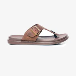 LA MARCA Men Brown Leather Slip-On Comfort Sandals-picture-17