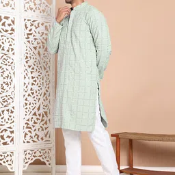 Jompers Men Embroidered Regular Sequinned Kurta with Pyjamas image 5