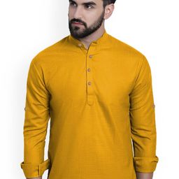 Vida Loca Band Collar Cotton Straight Short Kurta-image-77