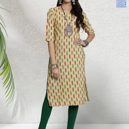 HERE&NOW Selection Of 2 Geometric Printed Round Neck Straight Kurtas-8